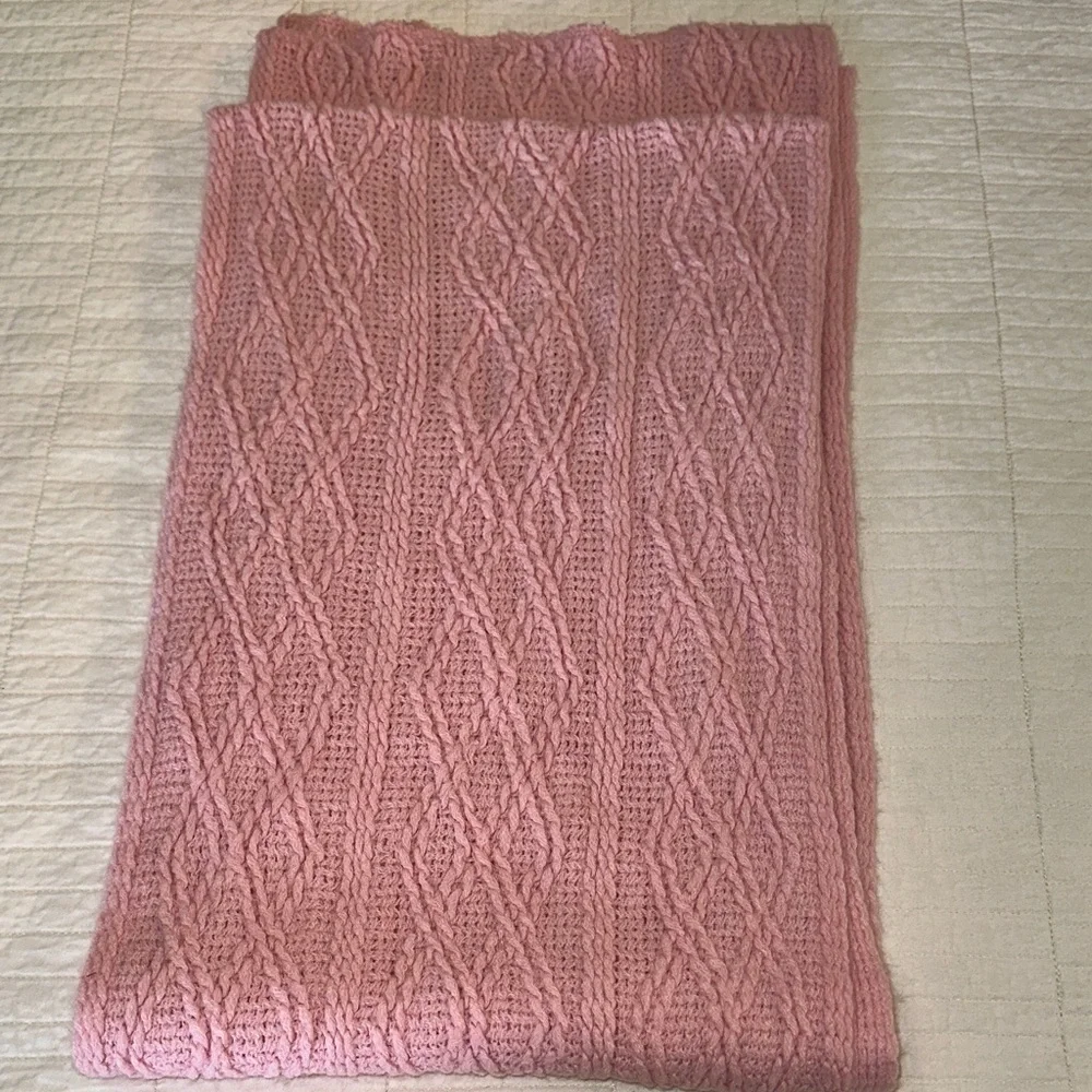 Balletcore Crochet Pink Cable Knit Scarf EUC Cottagecore soft girl - Picture 5 of 6